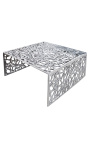 Table basse carrée "Absy" en acier et métal argenté 60 cm