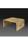 Square koffie tafel "Absy" in staal en goud metaal 60 cm