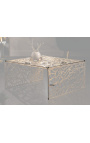 Table basse carrée "Absy" en acier et métal doré 60 cm