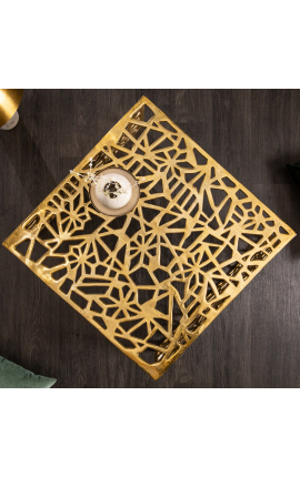 Mesa de centro quadrada &quot;Absy&quot; em aço e metal dourado 60 cm