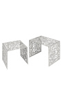 Set of 2 "Absy" square side tables in steel and silver metal