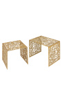 Set of 2 "Absy" square side tables in steel and gold metal