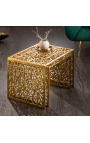 Set of 2 "Absy" square side tables in steel and gold metal