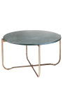 Round koffie tafel "Lucy" groene marmer top met gouden stand