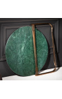 Okrúhly konferenčný stolík "Zuzana" zelená mramorová top s zlatým stojanom