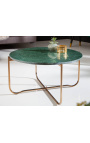 Tavolino rotondo "Lucy" piano in marmo verde con piede in metallo oro