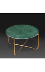 Round koffie tafel "Lucy" groene marmer top met gouden stand