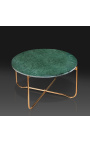 Rundt kaffe bord "Lucy" grønn marmor topp med gull stand