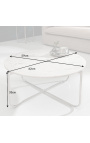 Round koffie tafel "Lucy" witte marmer top met zilver stand