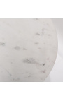 Mesa de centro redonda "Lucy" tampo em mármore branco com pé em metal prateado