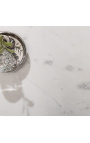 Kerek kávéasztal "Lucy" fehér márvány tetején ezüst állással
