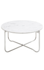 Round koffie tafel "Lucy" witte marmer top met zilver stand