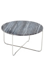 Runda kaffebordet "Lucy" grå marmor topp med silver stå