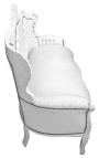 Divano barocco in similpelle bianca e legno laccato bianco