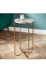 Round "Lucy" side table with agate and onyx top with gilded metal foot