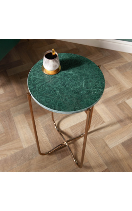 Round &quot;Lucy&quot; side tafel met agate en onyx top met gilded metalen voet