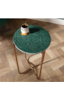 Table d'appoint ronde "Lucy" plateau en marbre vert avec pied en métal doré