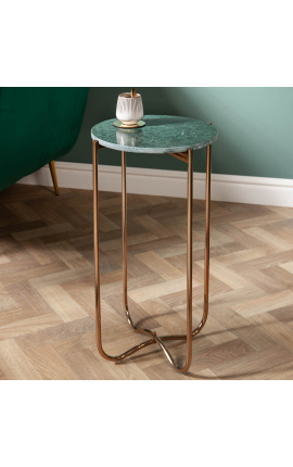 Runde "Lucie" tabelul lateral cu marmur verde cu stand metal