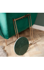 Table d'appoint ronde "Lucy" plateau en marbre vert avec pied en métal doré