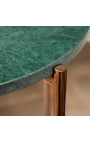 Mesa de apoio redonda "Lucy" tampo em mármore verde com pé em metal dourado