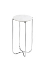 Okolie "Zuzana" bočný stôl s bielym mramorom top so strieborným kovovým stojanom