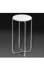Round "Lucy" side table with white marble top with silver metal stand