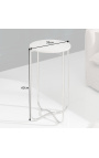 Krug "Lucy" bočni stol s bijelim marmorskim vrhom s srebrnim metalnim stajanjem