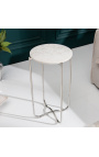 Apvalks "Lūsija" sānu galda ar baltu marmora virsmu ar sudraba metāla stendi