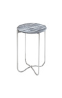 Round "Lucy" side tafel met grijze marmer top met zilver metaal stand