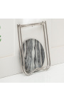 Apvalks "Lūsija" sānu galda ar pelēku marmora virsmu ar sudraba metāla stendi