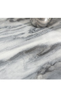 Kierros "Lucia" sivu pöytä, jossa on harmaa marmorin yläpuolella hopean metalli