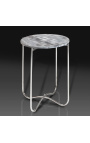 Round "Lucy" side table with gray marble top with silver metal stand