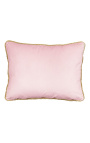 Rectangular cushion in powder pink velvet with golden twisted trim 35 x 45