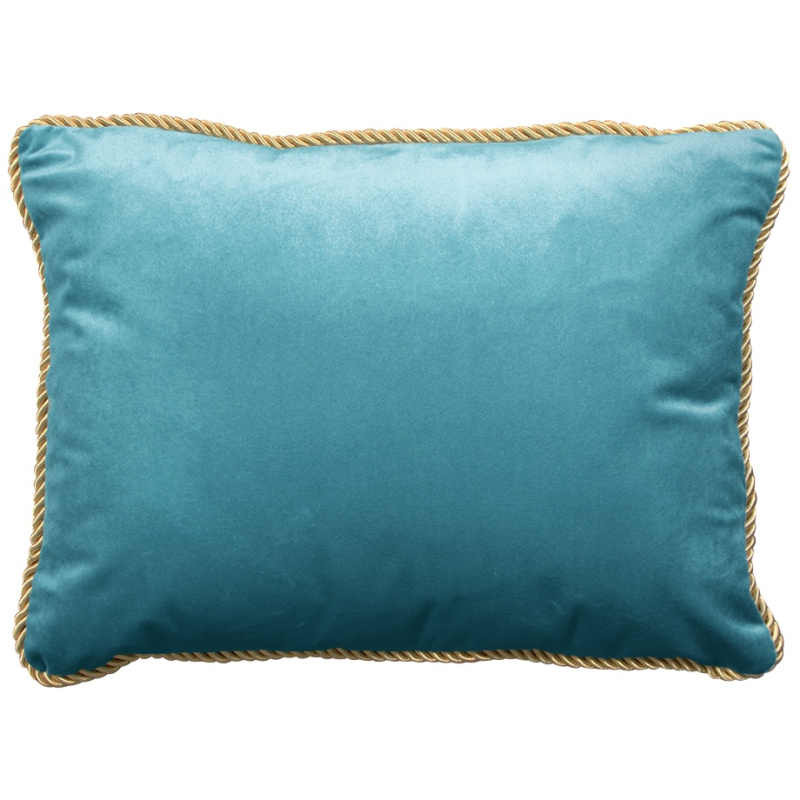zich zorgen maken van nu af aan eenheid Rectangular cushion in baby blue velvet with golden twirled trim 35 x 45