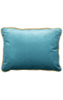 Coussin rectangulaire en velours bleu clair avec galon torsadé doré 35 x 45