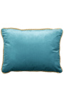 Rectangular cushion in baby blue velvet with golden twisted trim 35 x 45
