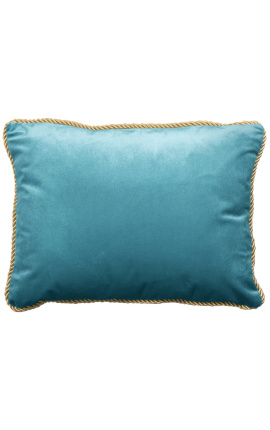 Pravokutni jastuk u baby plavom baršunu sa zlatnim uvijenim rubom 35 x 45