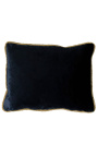 Coussin rectangulaire en velours noir avec galon torsadé doré 35 x 45