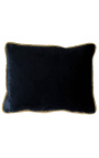 Stačiakampė juodo aksomo pagalvėlė su aukso spalvos susukta apdaila 35 x 45