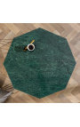 Octagonal "Diamo" coffee table with green marble top and brass-colored metal