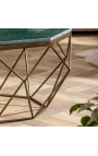 Восьмиугольный журнальный столик "Diamo" со столешницей из зеленого мрамора и металлом цвета латуни.