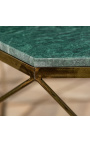 Tavolino ottagonale "Diamo" con piano in marmo verde e metallo color ottone