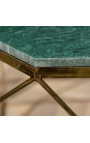 Octogonalní "Diamo" kávovní stůl s zeleným mramorovým povrchem a kovem v barvě mosazu