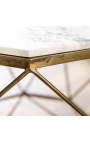 Octagonaal "Diamant" koffie tafel met witte marmer en brass-kleur metaal