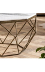 Octagonaal "Diamant" koffie tafel met witte marmer en brass-kleur metaal