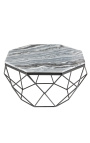 Mesa de café Octagonal Diamo con tapa de mármol gris y metal de color negro