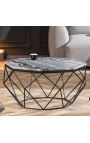Octagonal "Diamo" kaffebord med grå marmor topp och svart-färgad metall