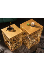 Set van 2 "Cory" side tabellen in staal en goudmetal
