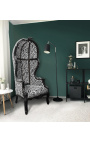 Gran portero de estilo barroco sillón cebra madera de brillo negro