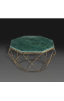 Mesa de café Octagonal Diamo con tapa de mármol verde y metal de color latón